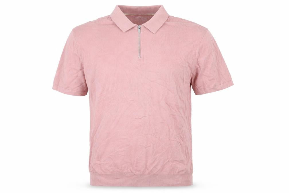 Next Men's Pink Cotton 1/4 Zip Polo Shirt XL Classic Fit