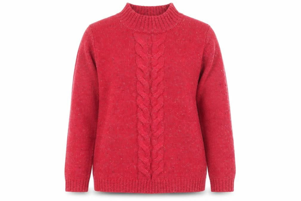 Cotton Traders Women's Cerise Cable-Knit Jumper Size 14