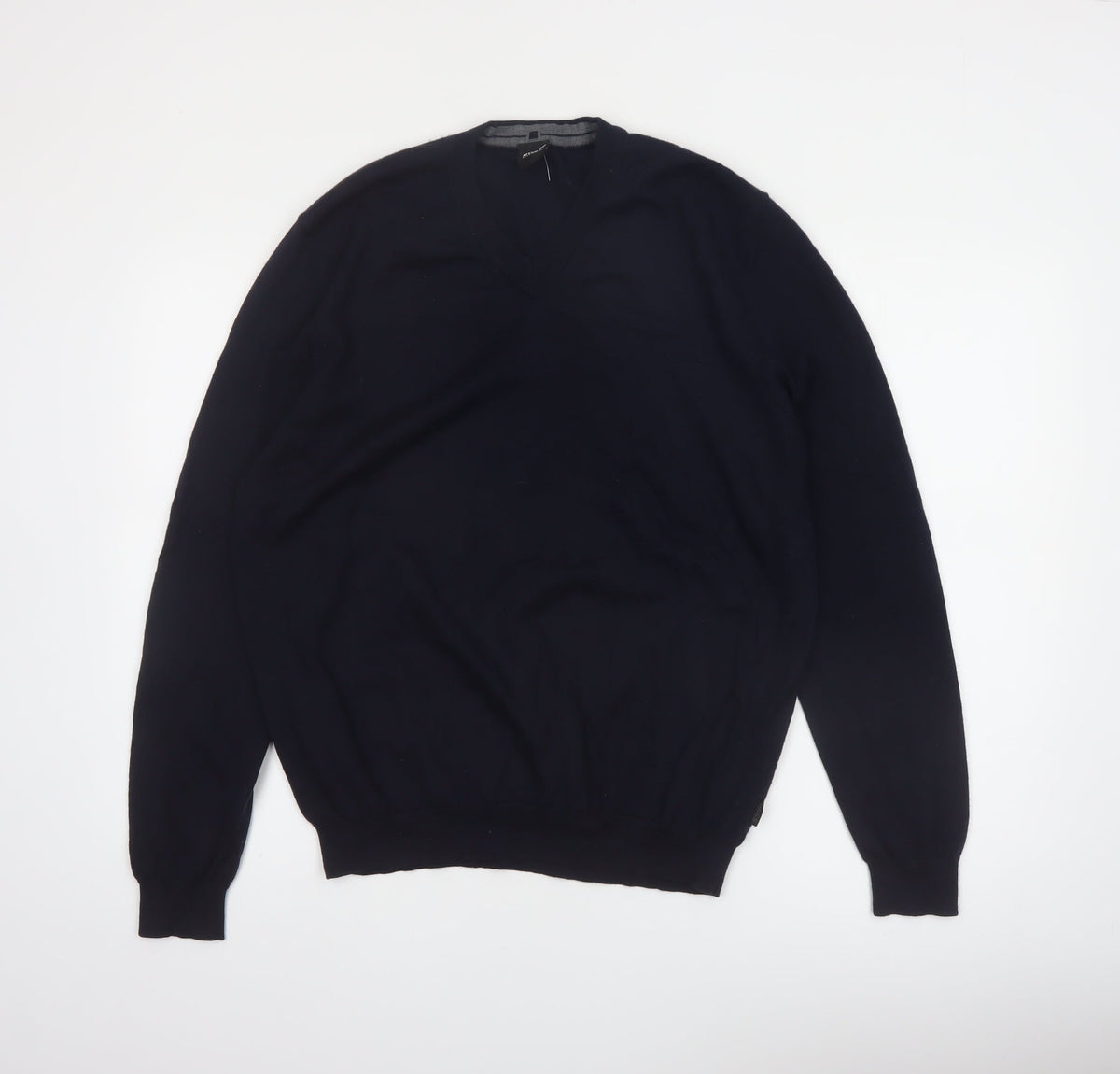 Back view of Hugo Boss Men's Black 2XL V-Neck Knit jumper
