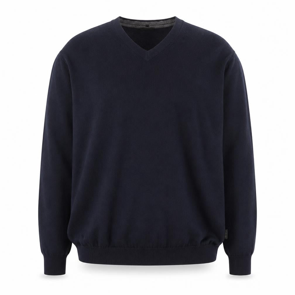 Front view of Hugo Boss Men's Black 2XL V-Neck Knit jumper