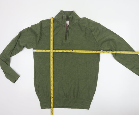 Mountain Warehouse Men’s Green Cotton 1/2 Zip Jumper L