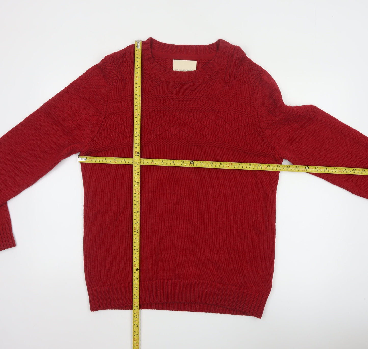 Frederik Anderson Copenhagen Men’s Red Cotton Knit Jumper Size L