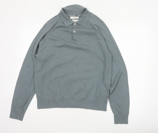 Marks and Spencer Mens Grey Collared Henley Jumper Size M