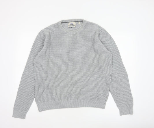 Mantaray Men's Grey Cotton Waffle-Knit Crew Neck Jumper M