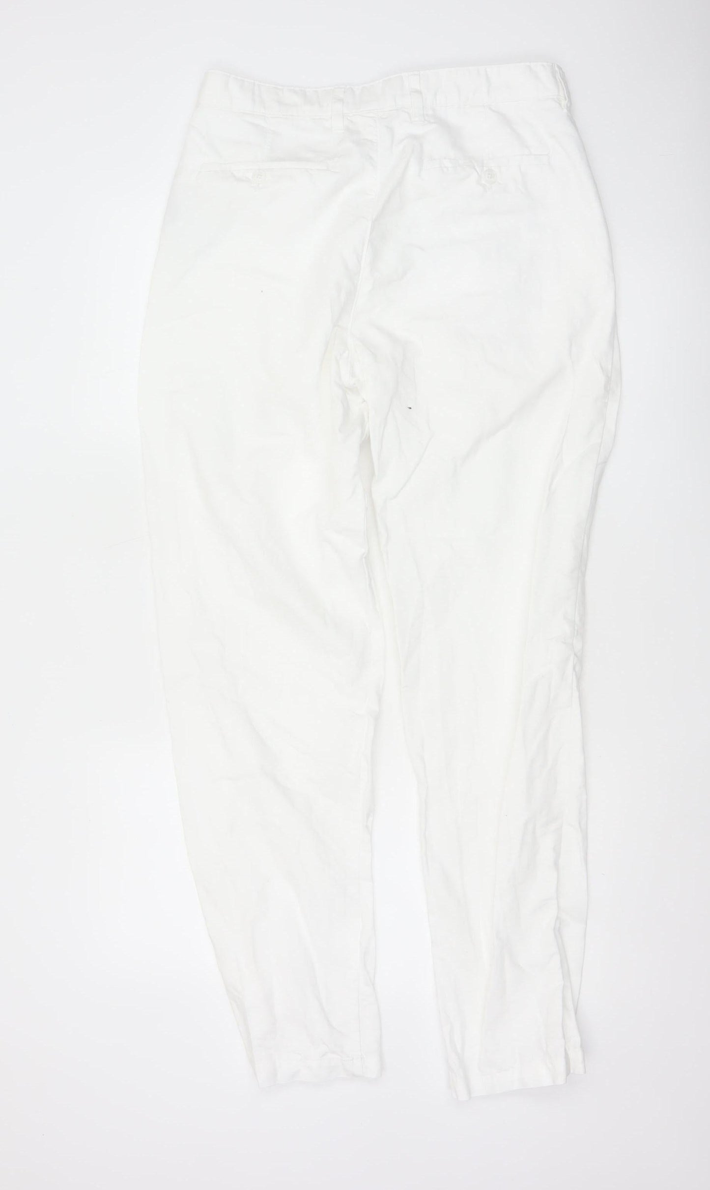 Marks and Spencer Men's White Linen Blend Chino Trousers 32W 33L