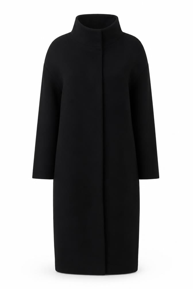 Zara Women Black Size 14 High Neck Long Sleeve Sheath Dress