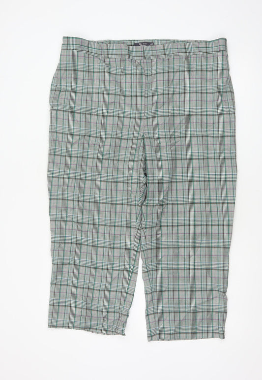 Marks and Spencer Women's Green Check Capri Trousers Size 20