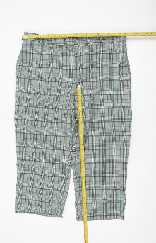 Marks and Spencer Women's Green Check Capri Trousers Size 20