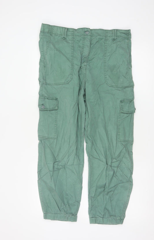 Marks and Spencer Women’s Green Cargo Trousers Size 16 Cotton Twill