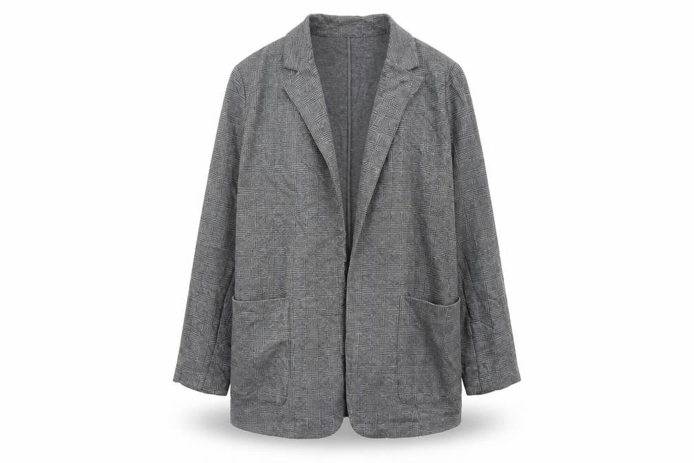Marks & Spencer Womens Grey Check Blazer Jacket Size 18 Regular Fit