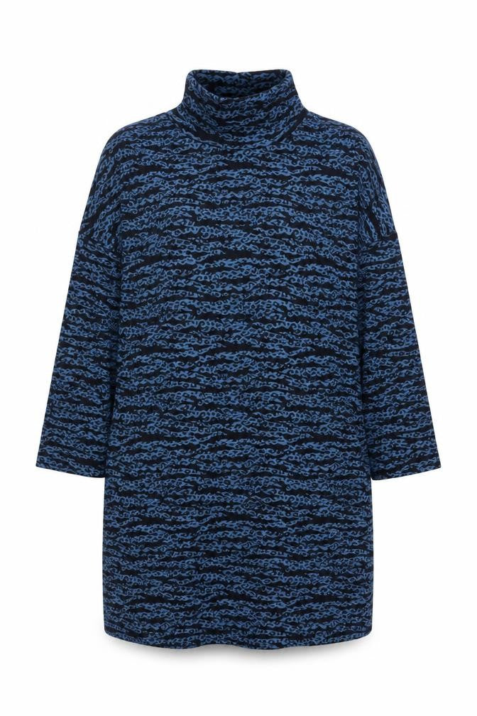 Whistles Women Blue Animal Print Roll Neck Tunic Top Size M