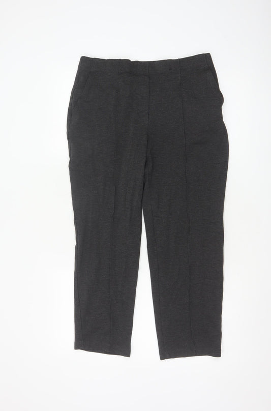 Marks and Spencer Womens Grey Straight Leg Jersey Trousers Size 14