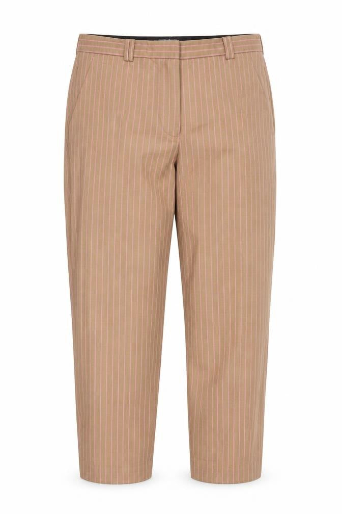 Marks & Spencer Women Brown Striped Chino Trousers Size 16 Regular