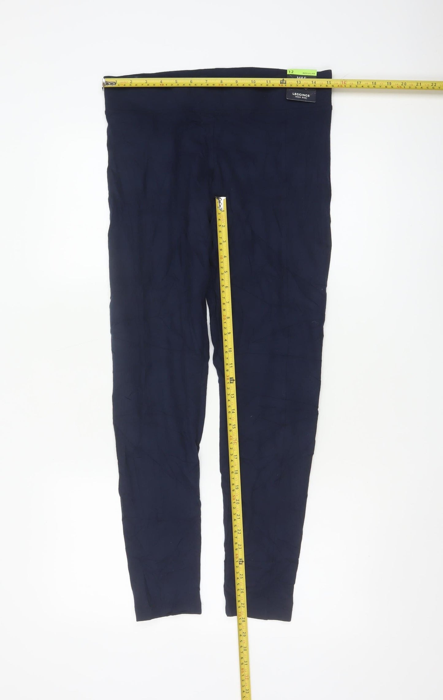 Marks and Spencer Womens Blue Regular Leggings Size 12 Stretch Jersey Trousers