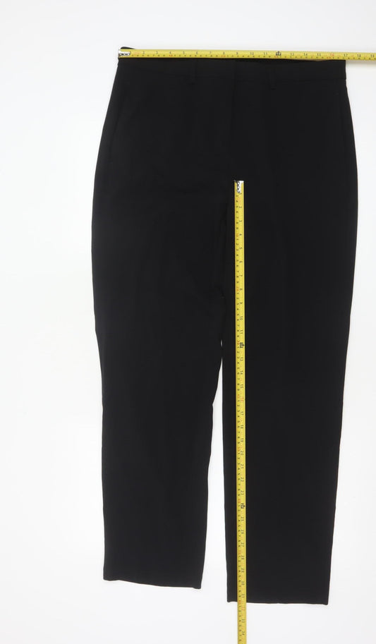 Marks and Spencer Women Black Regular Fit Straight Leg Trousers Size 14