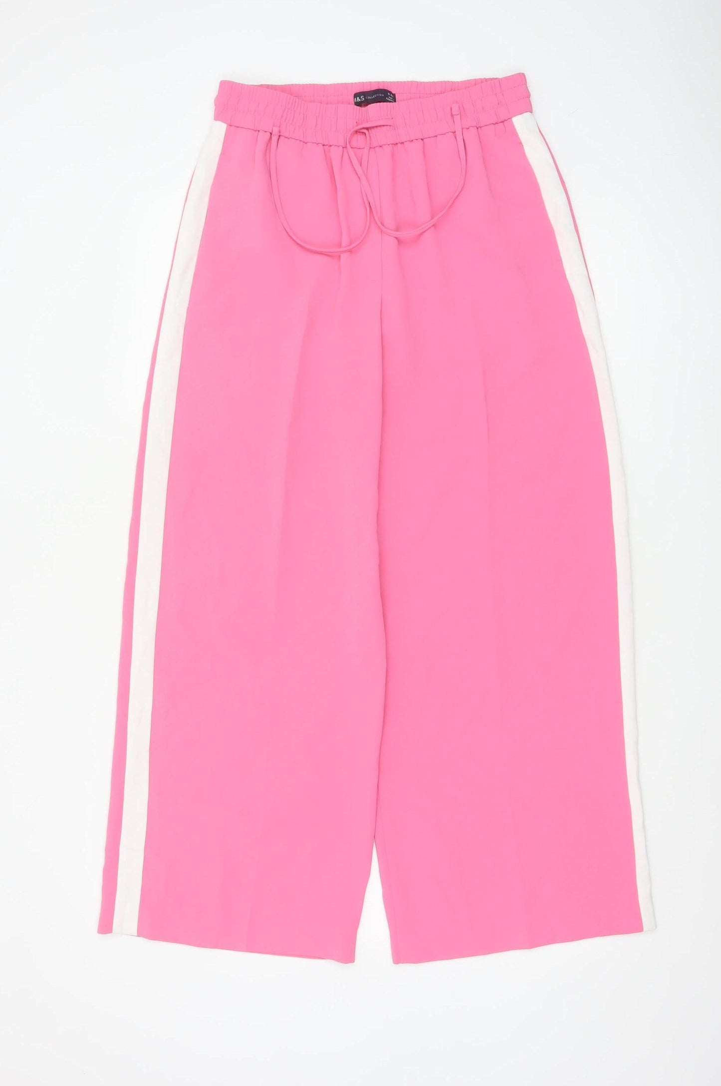 Marks and Spencer Womens Pink Wide-Leg Trousers Size 10
