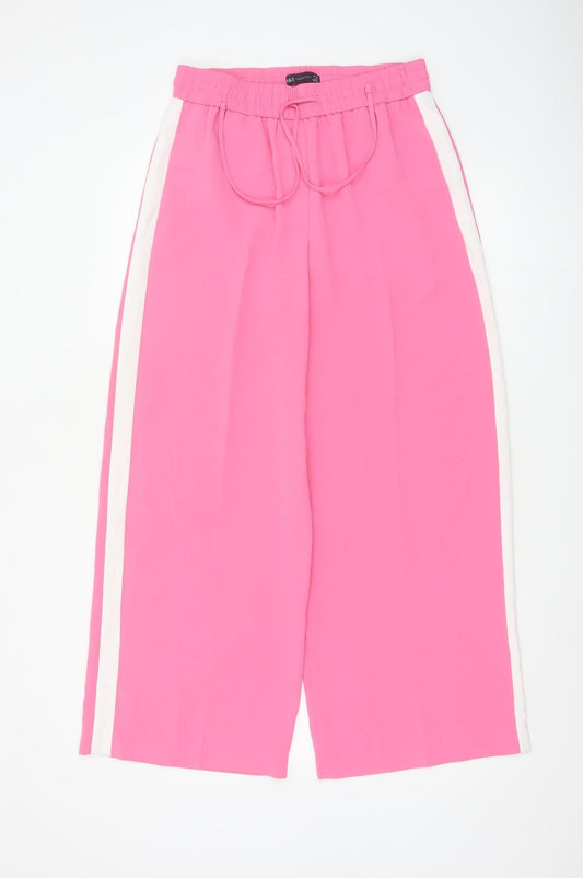 Marks and Spencer Womens Pink Wide-Leg Trousers Size 10