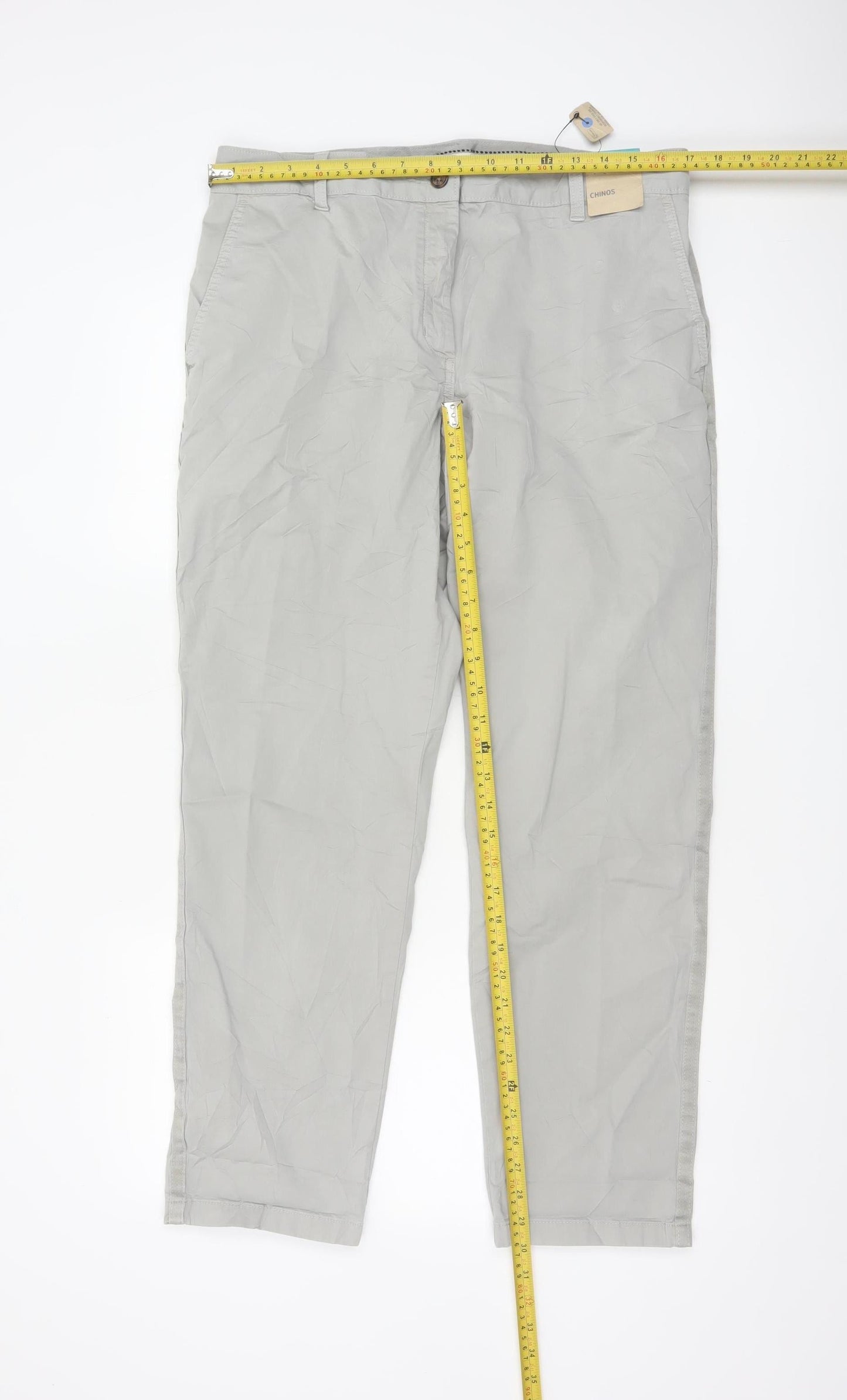 Marks and Spencer Womens Grey Chino Trousers Size 14 Regular Fit