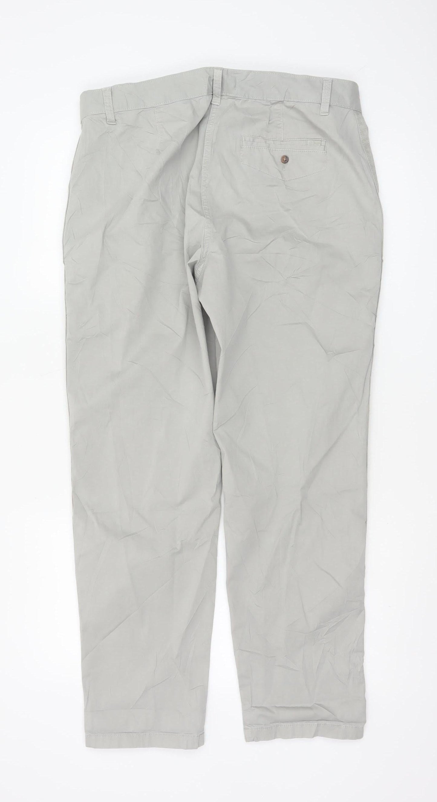 Marks and Spencer Womens Grey Chino Trousers Size 14 Regular Fit