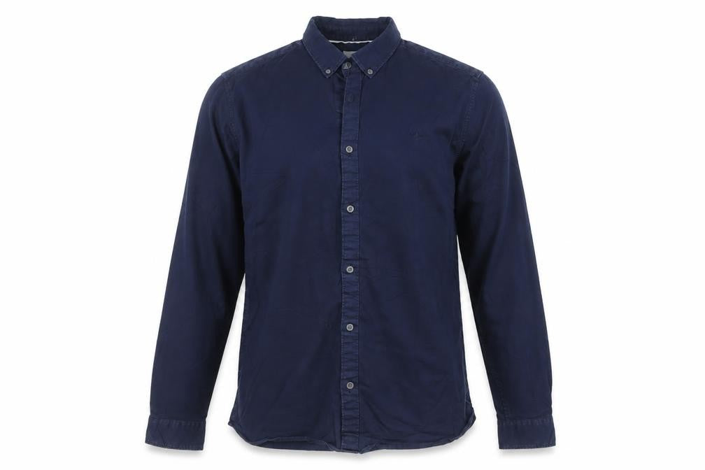 River Island Men's Blue Slim Fit Button-Down Cotton Shirt M