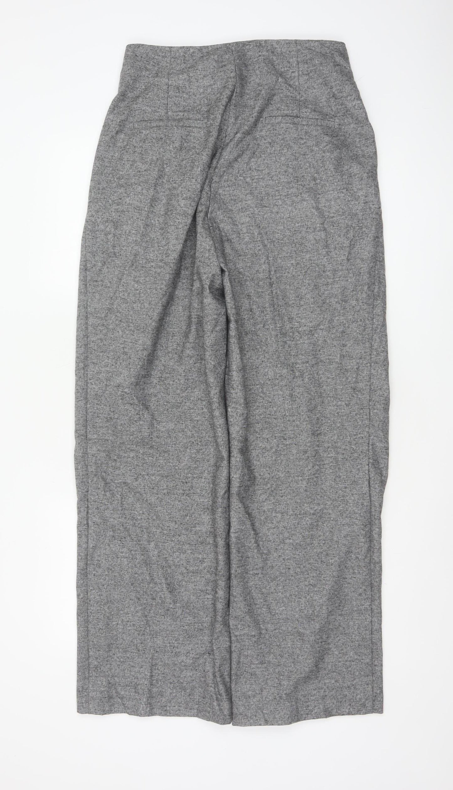 Marks and Spencer Women's Grey Pleated Wide-Leg Trousers Size 12