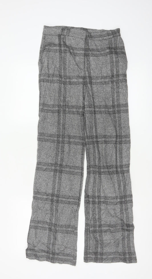 Next Women’s Grey Check Wide-Leg Trousers Size 6