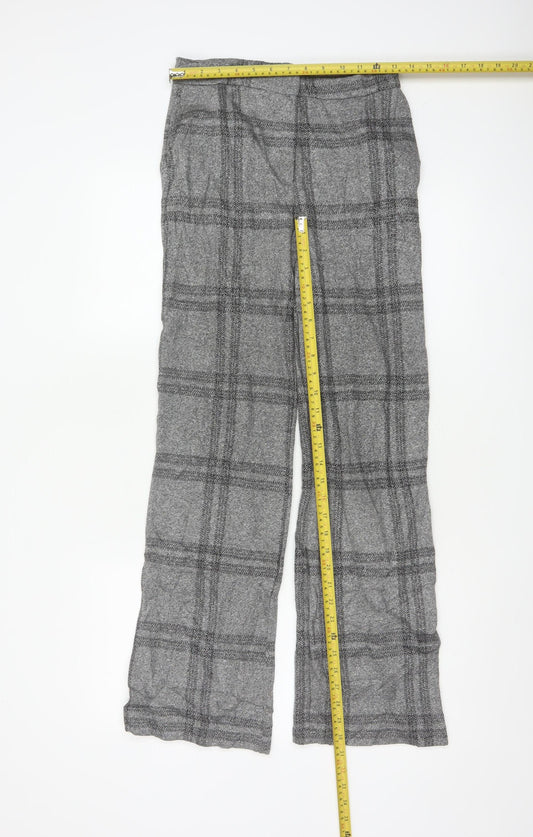 Next Women’s Grey Check Wide-Leg Trousers Size 6