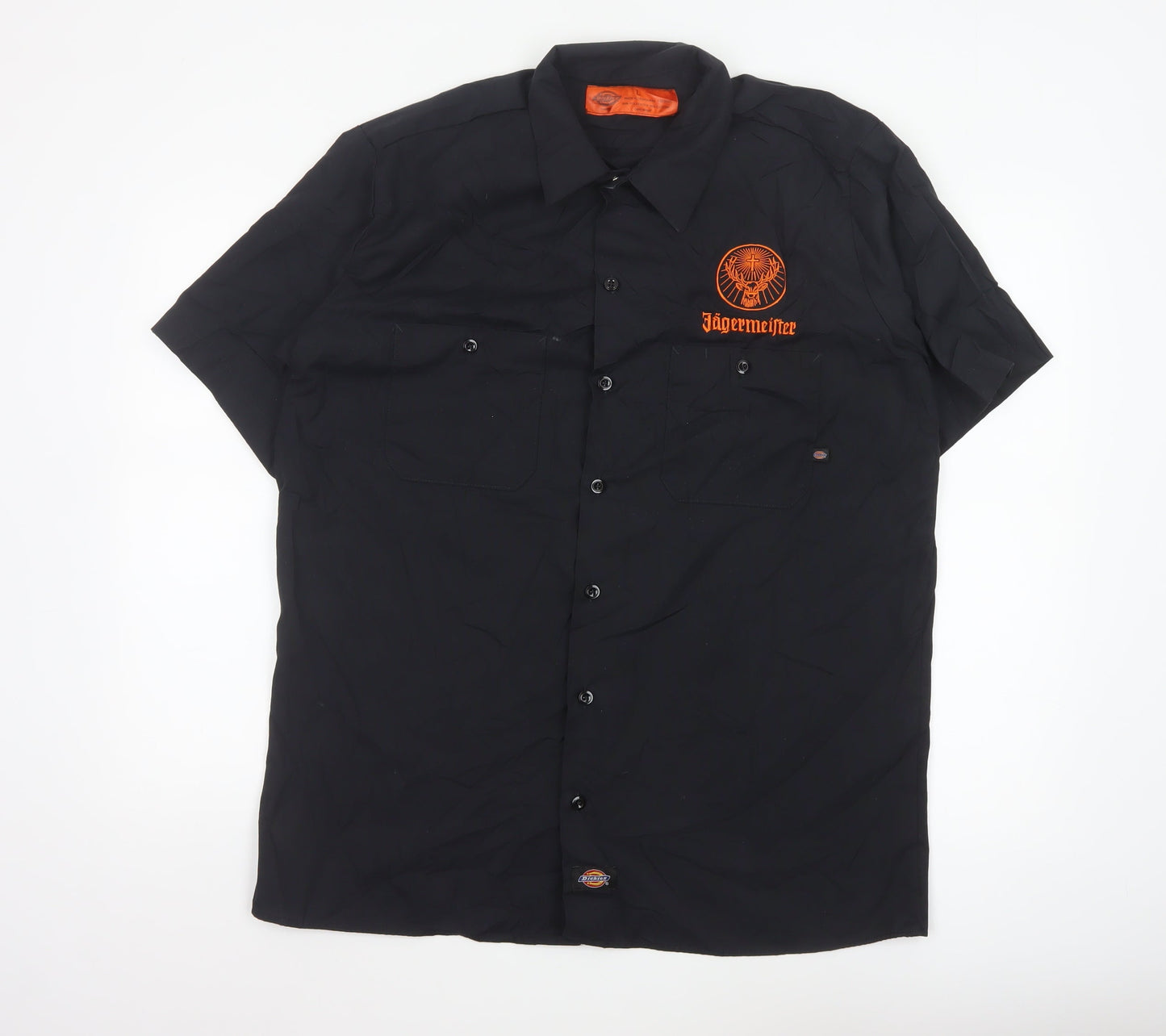 Dickies Men’s Black Jägermeister Work Shirt L Short Sleeve Button-Up