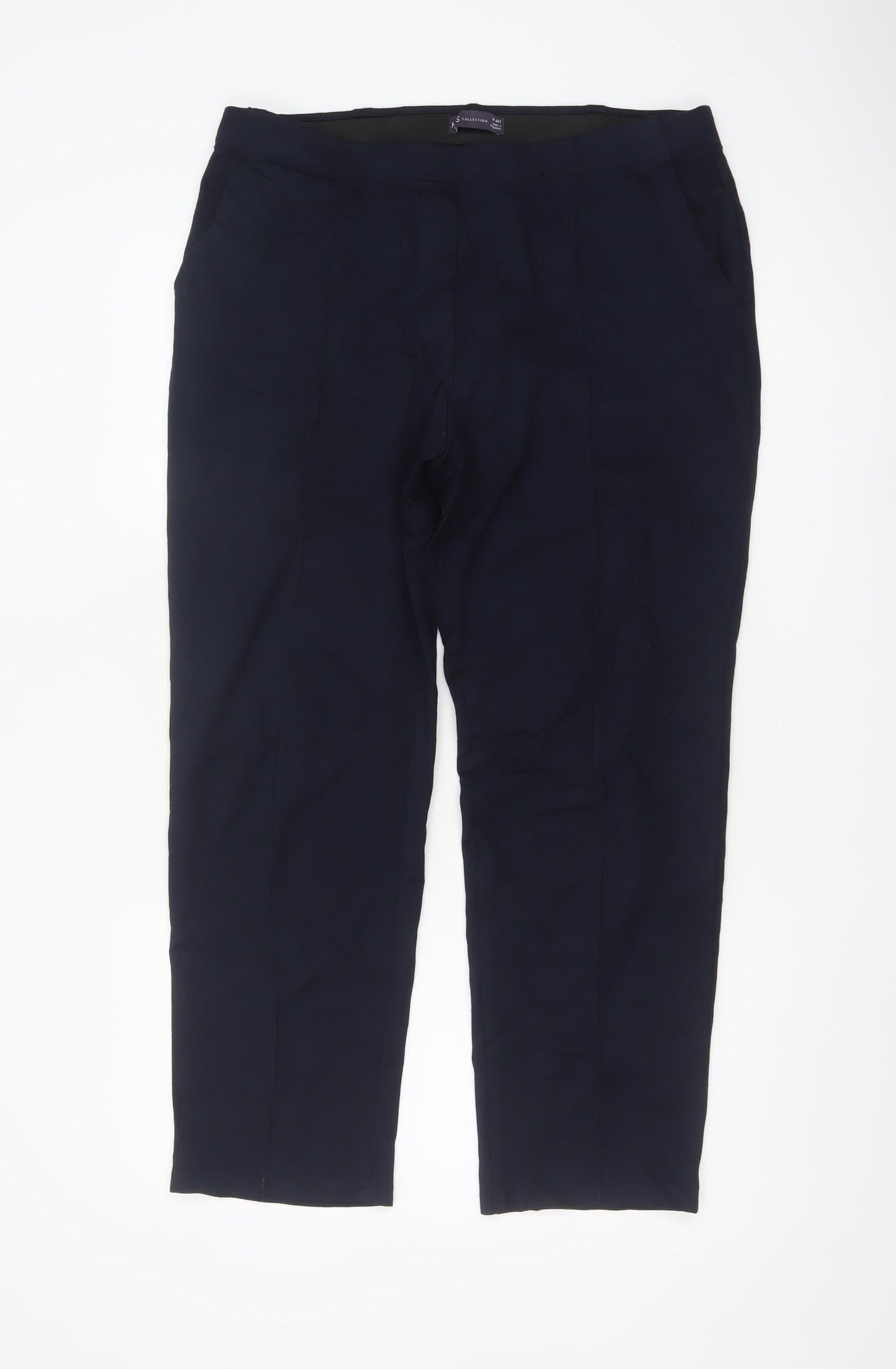 Marks and Spencer Women Blue Size 16 Straight Leg Stretch Trousers