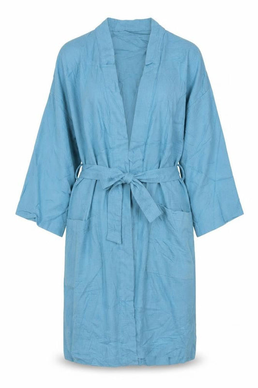 Day Dreams Duvet Days Womens Blue Cotton Kimono Robe Size S