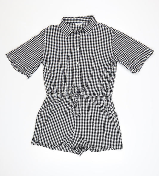 Esmée Women's Black Gingham Cotton Short Sleeve Playsuit UK 12