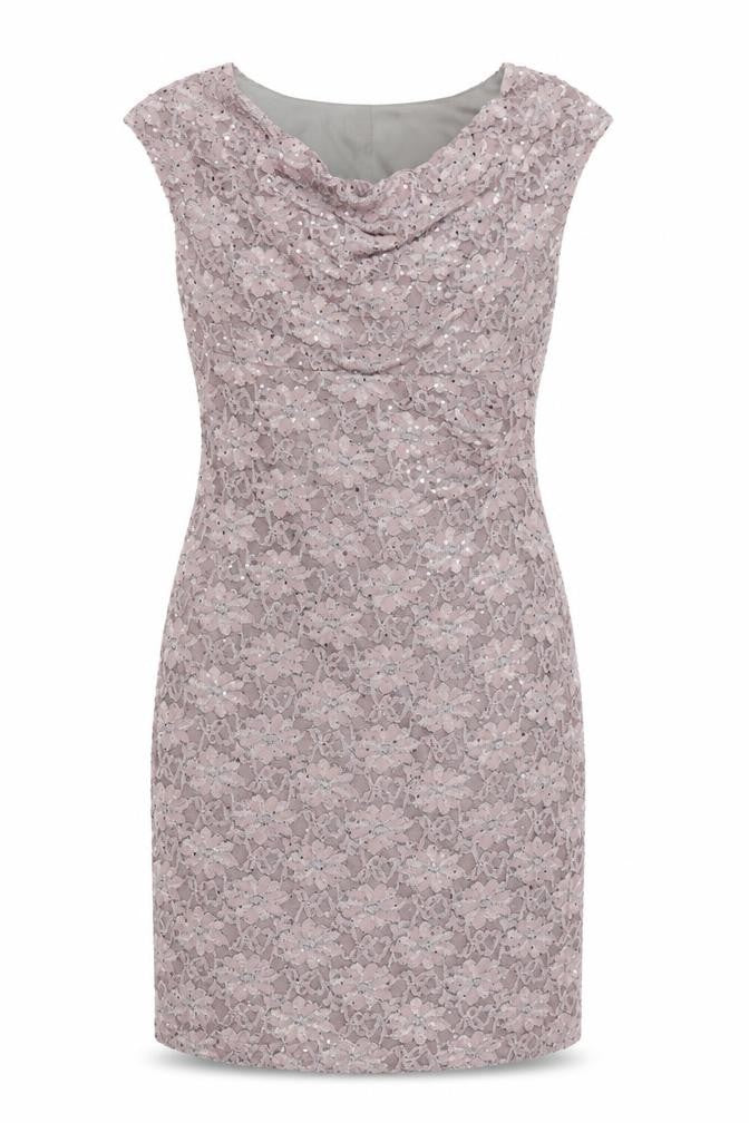 Connected Apparel Women's Pink Sequin Lace Sheath Dress Size 12