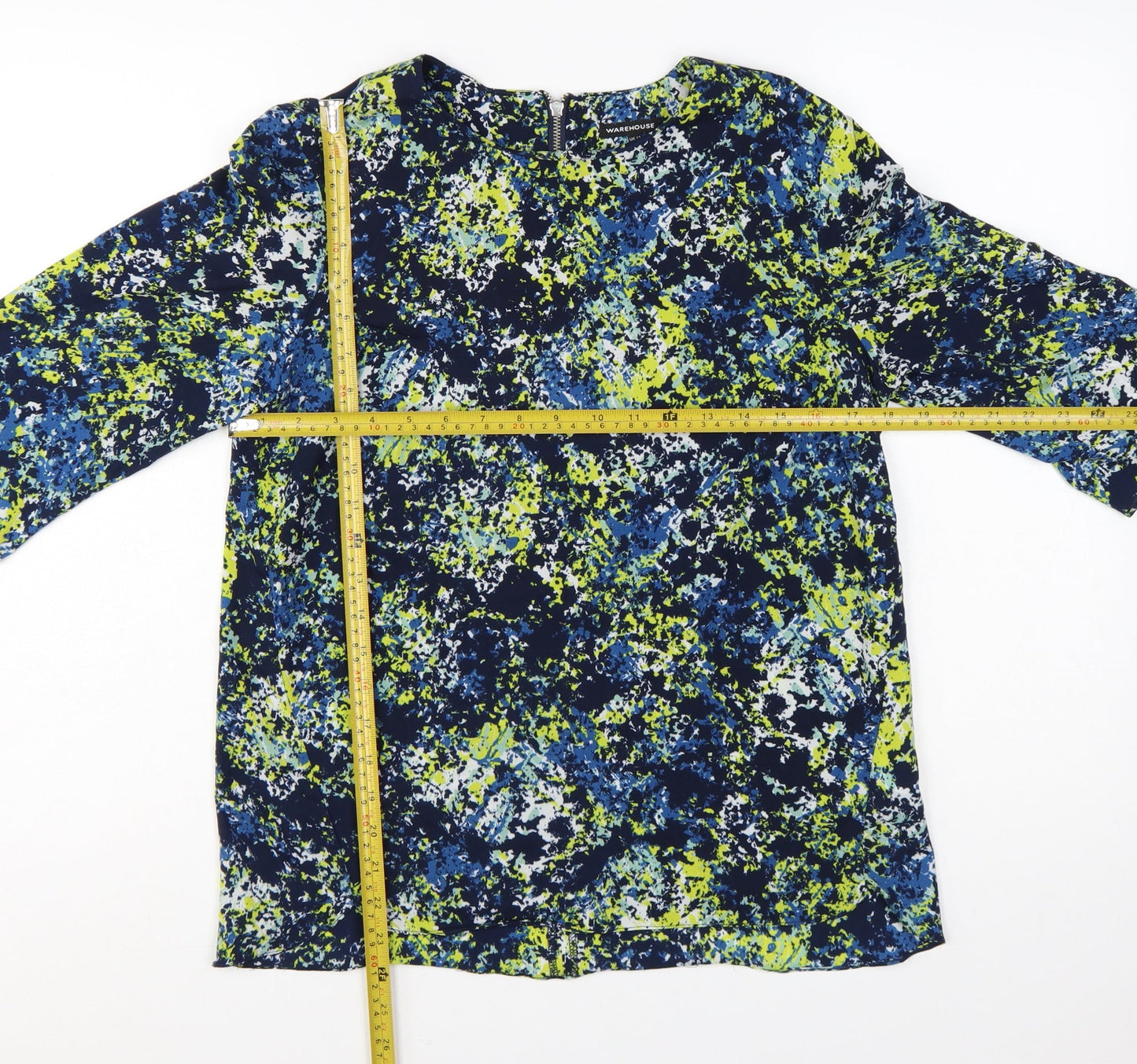 Warehouse Women's Multicoloured Size 12 3/4 Sleeve Tunic Blouse