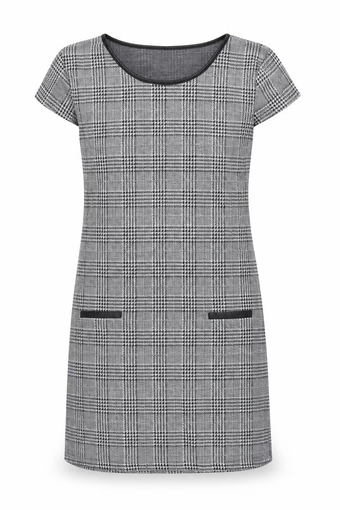 Paper Scissors Women’s Grey Check Shift Dress Size M Short Sleeve