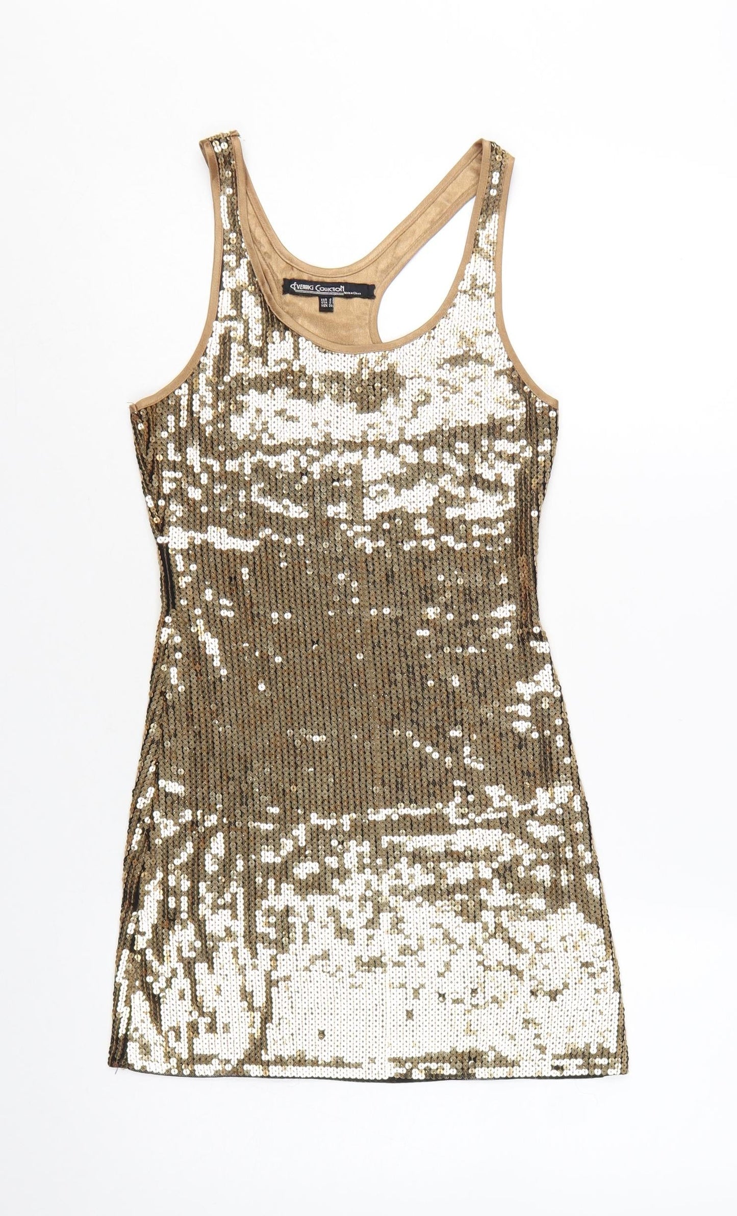 Evening Collection Women Gold Sequin Bodycon Dress Size 10
