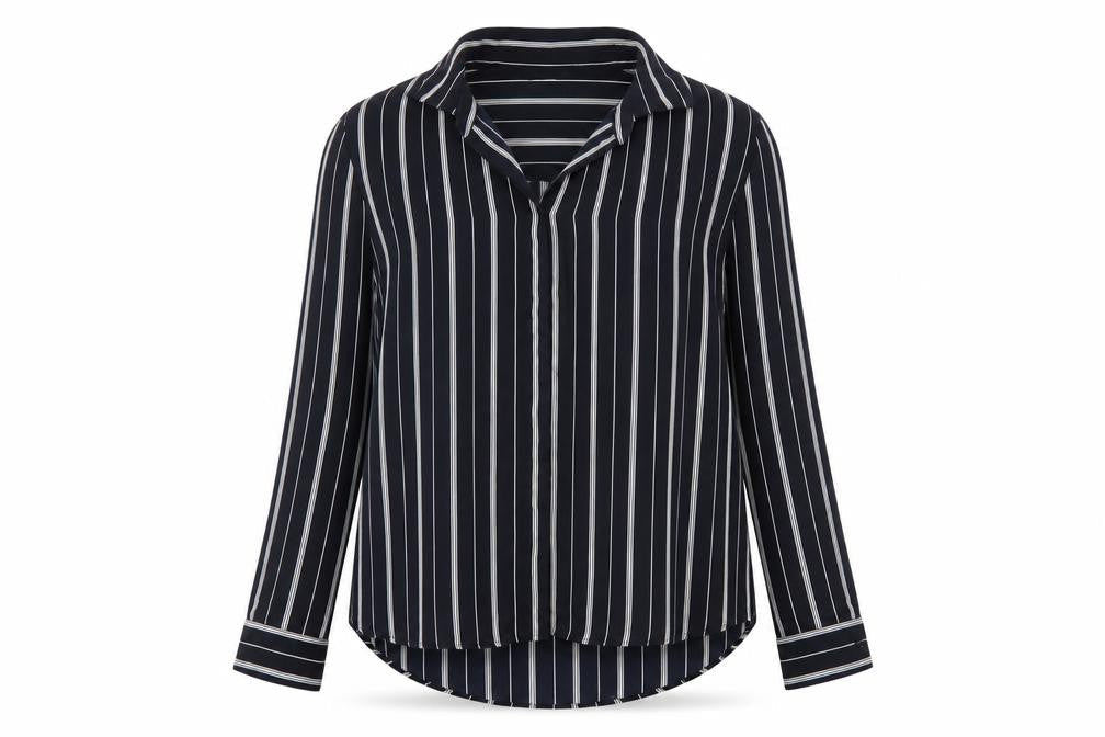 H&M Womens Blue Striped Button-Up Shirt Size 8 Long Sleeve