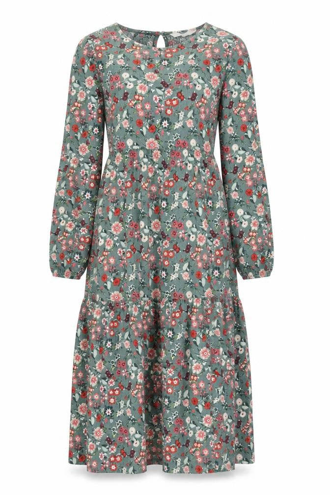 Next Women’s Green Floral A-Line Long Sleeve Dress Size 8