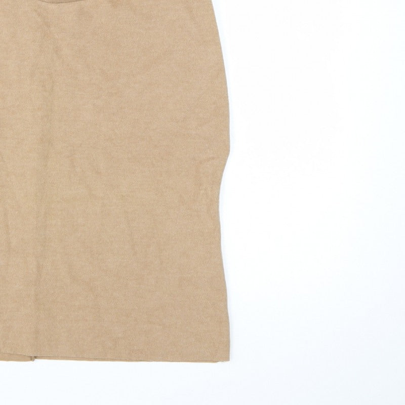 ZARA Women Beige Crew Neck Knit Jumper M Lightweight Pullover