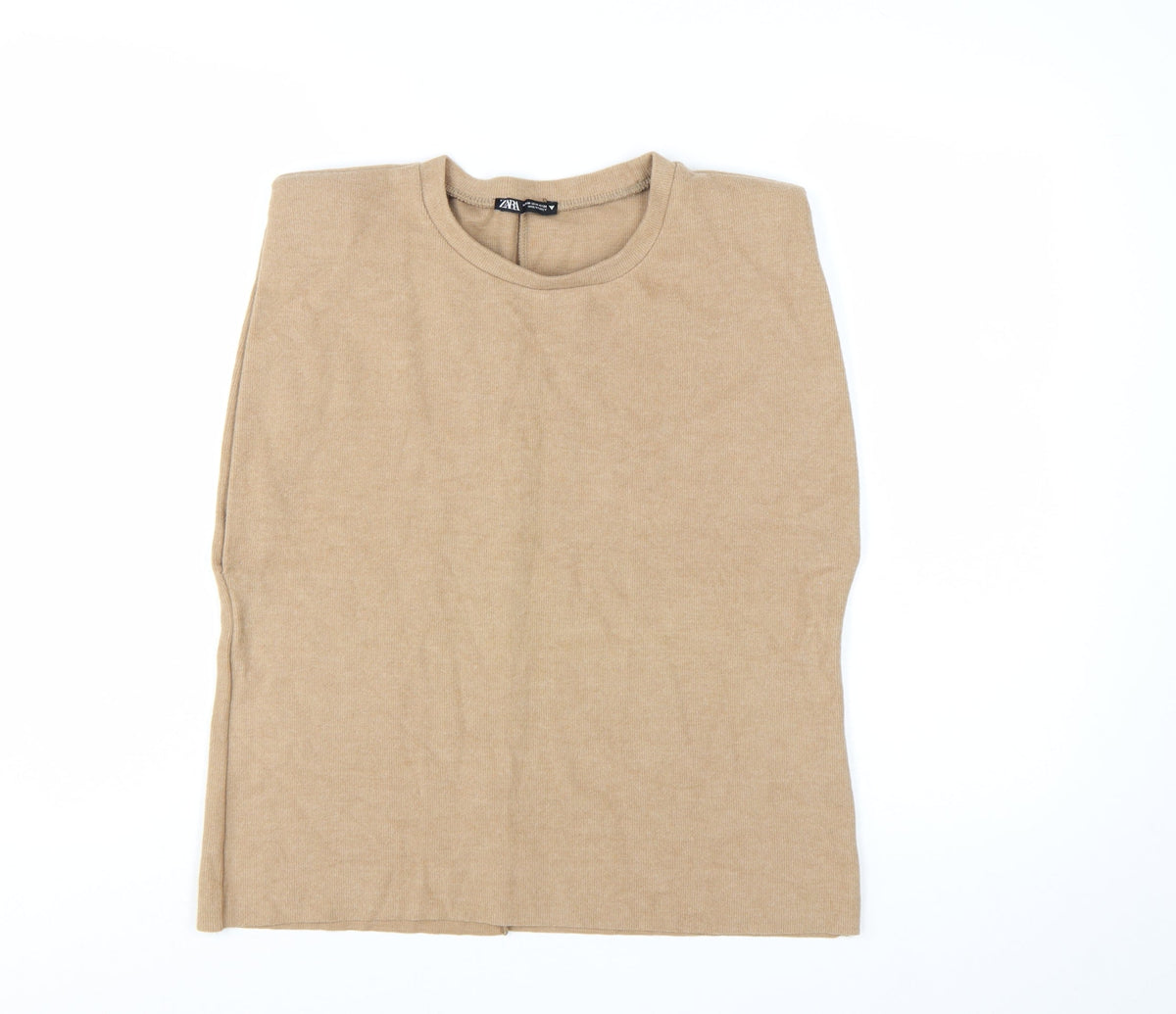 ZARA Women Beige Crew Neck Knit Jumper M Lightweight Pullover