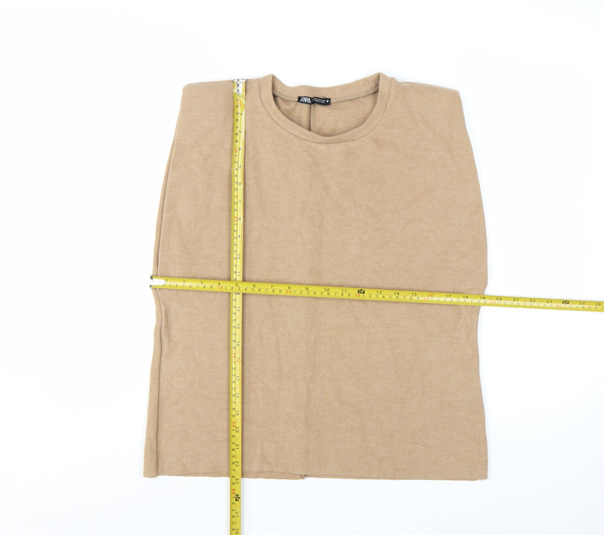 ZARA Women Beige Crew Neck Knit Jumper M Lightweight Pullover
