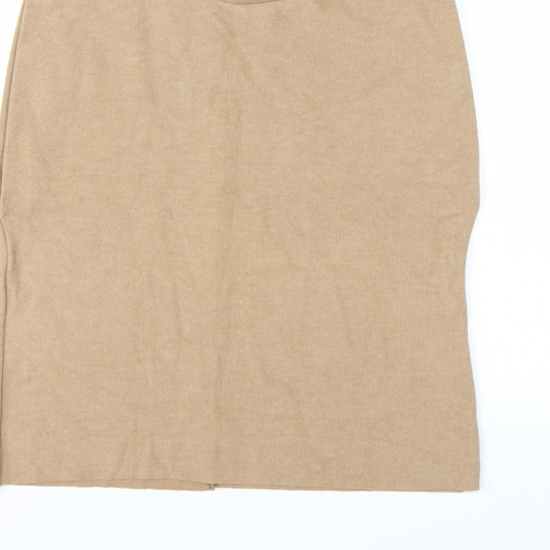 ZARA Women Beige Crew Neck Knit Jumper M Lightweight Pullover