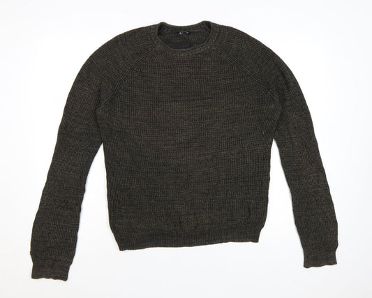 Red Herring Men's Brown Chunky-Knit Crew Neck Jumper Size M