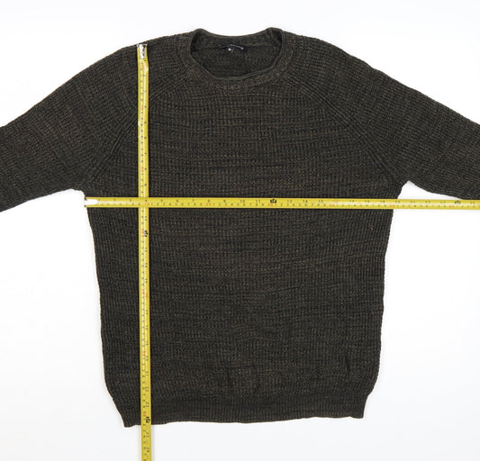 Red Herring Men's Brown Chunky-Knit Crew Neck Jumper Size M