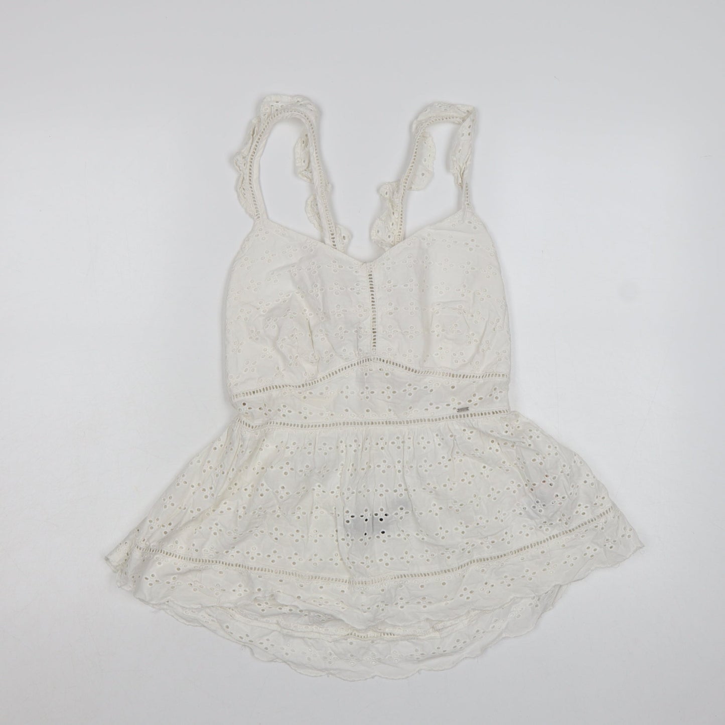 Superdry Women's White Cotton Lace Camisole Top Size 14