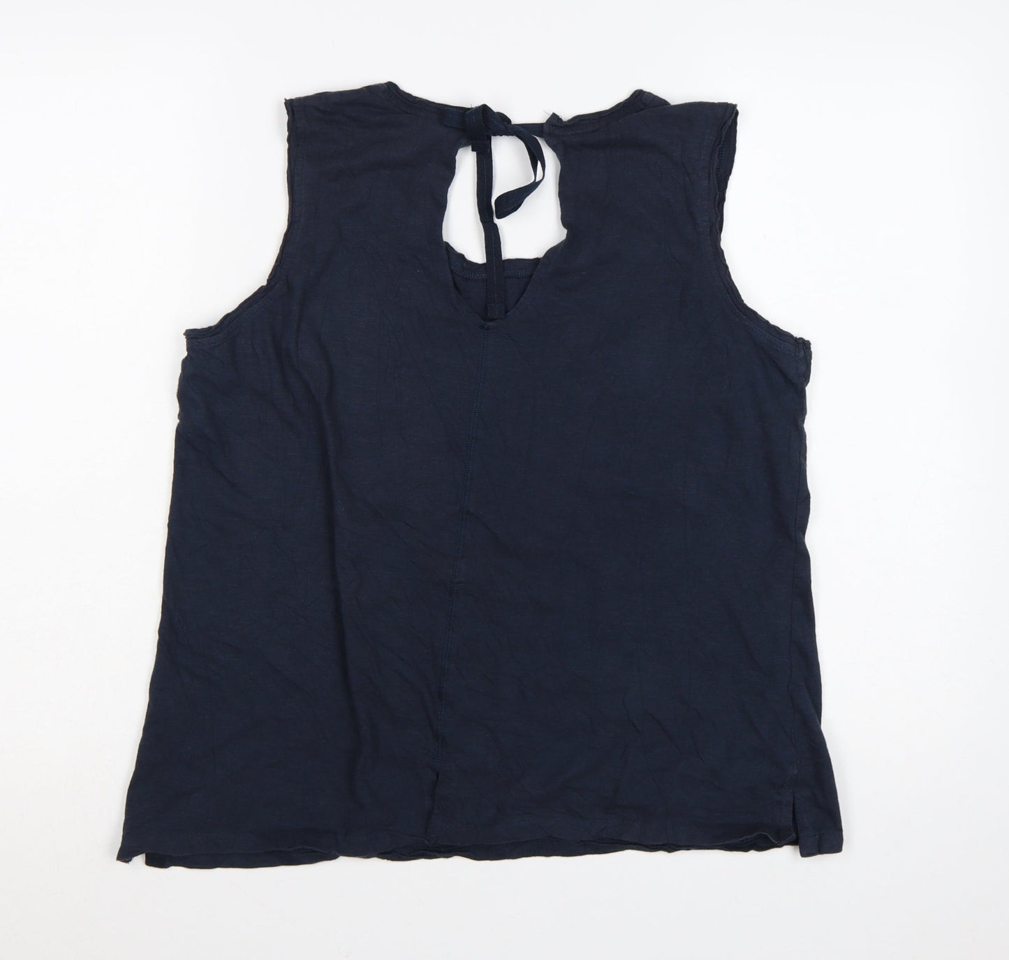 Weird Fish Women's Blue Cotton Sleeveless Tie Back Tank Top Size 16