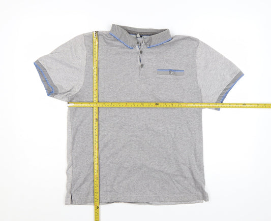 Ted Baker Men Grey Cotton Short Sleeve Polo Shirt Size L