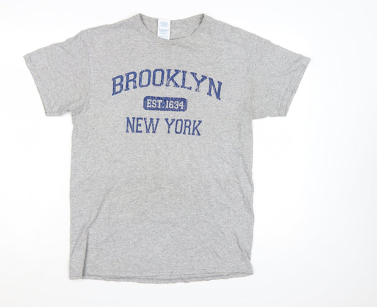 Delta Pro Weight Men's Grey Brooklyn New York Graphic T-Shirt Size M