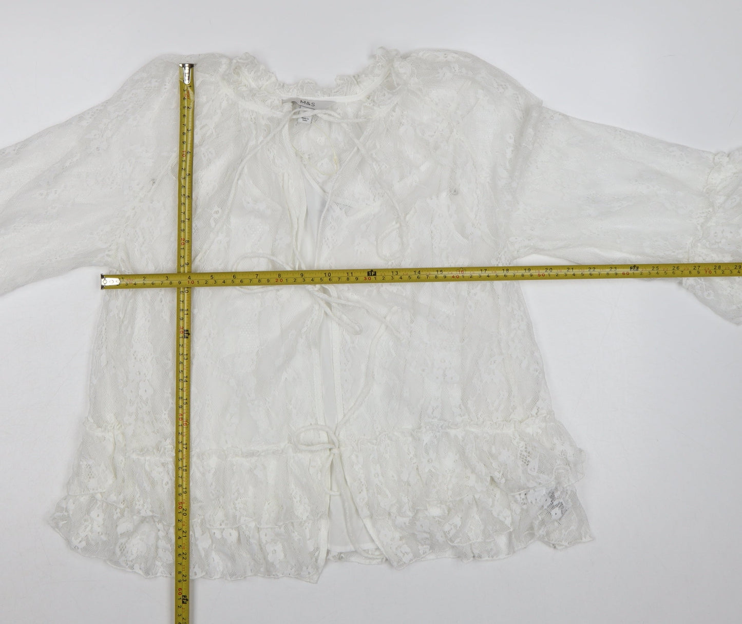 Marks and Spencer Womens Ivory Lace Ruffle Kimono Blouse Size 8