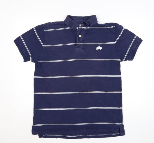 Rydale Men's Blue Striped Polo Shirt Size L Classic Cotton Casual