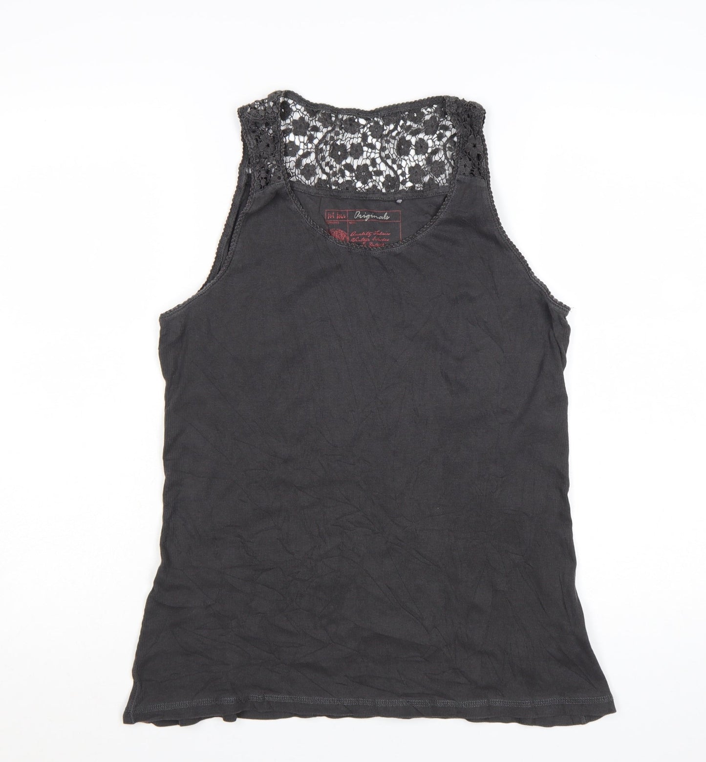 Fat Face Womens Black Lace Trim Cotton Tank Top Size 18